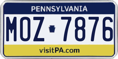 PA license plate MOZ7876