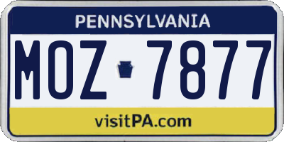 PA license plate MOZ7877