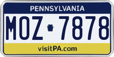 PA license plate MOZ7878