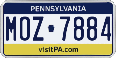 PA license plate MOZ7884