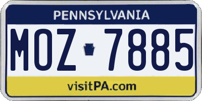 PA license plate MOZ7885