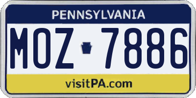 PA license plate MOZ7886