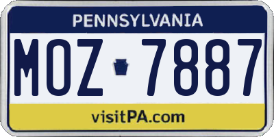 PA license plate MOZ7887