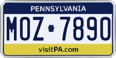 PA license plate MOZ7890