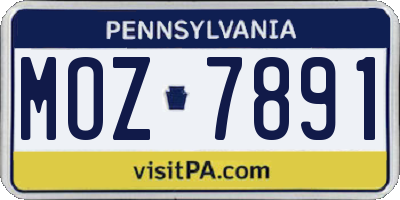 PA license plate MOZ7891