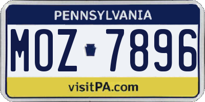 PA license plate MOZ7896