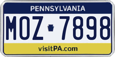 PA license plate MOZ7898