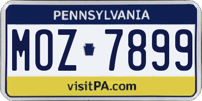 PA license plate MOZ7899