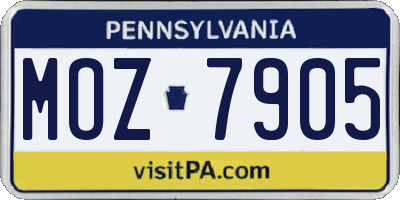 PA license plate MOZ7905