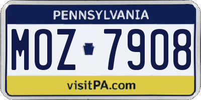 PA license plate MOZ7908