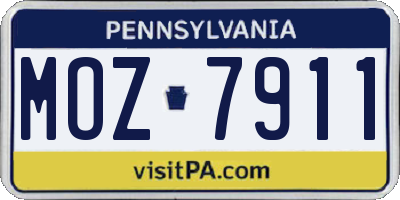 PA license plate MOZ7911