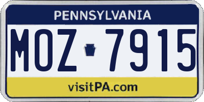PA license plate MOZ7915