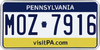 PA license plate MOZ7916