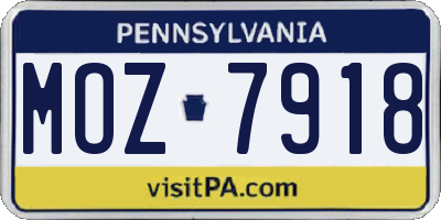 PA license plate MOZ7918