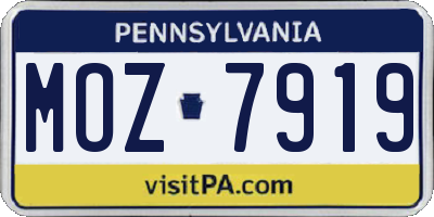 PA license plate MOZ7919
