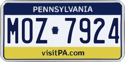 PA license plate MOZ7924