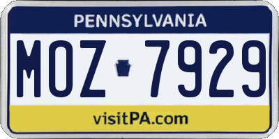 PA license plate MOZ7929
