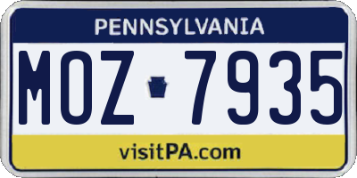 PA license plate MOZ7935