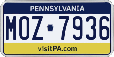 PA license plate MOZ7936