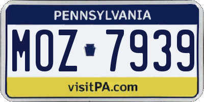 PA license plate MOZ7939
