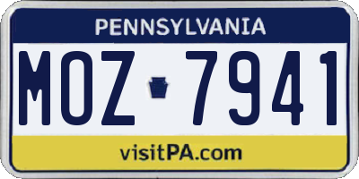PA license plate MOZ7941