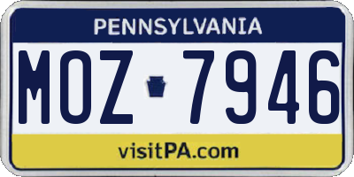 PA license plate MOZ7946