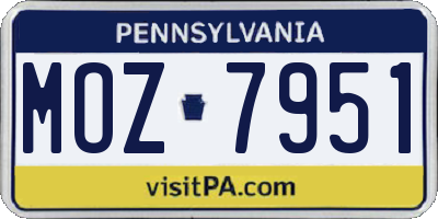 PA license plate MOZ7951