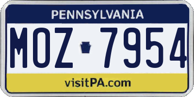 PA license plate MOZ7954