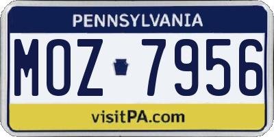 PA license plate MOZ7956