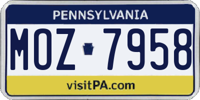 PA license plate MOZ7958