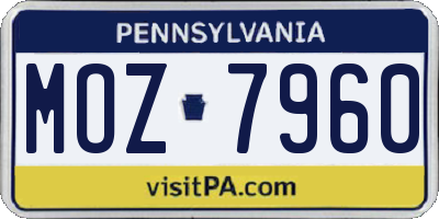 PA license plate MOZ7960