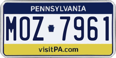 PA license plate MOZ7961