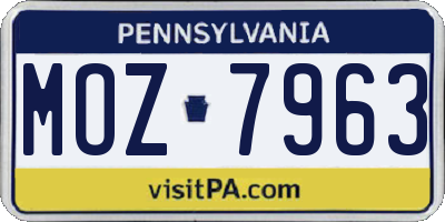 PA license plate MOZ7963