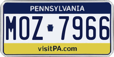 PA license plate MOZ7966