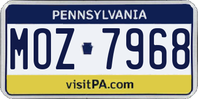 PA license plate MOZ7968