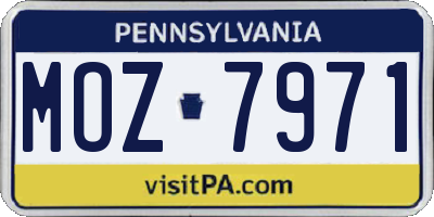 PA license plate MOZ7971