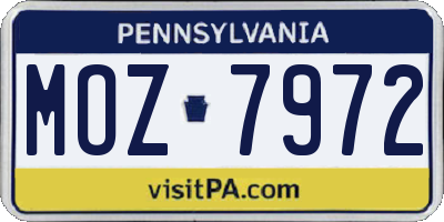 PA license plate MOZ7972
