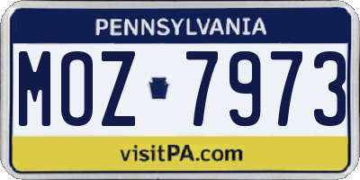 PA license plate MOZ7973