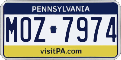 PA license plate MOZ7974