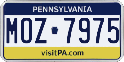 PA license plate MOZ7975