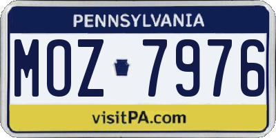 PA license plate MOZ7976
