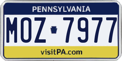 PA license plate MOZ7977