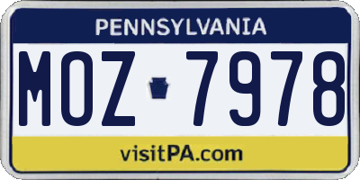 PA license plate MOZ7978