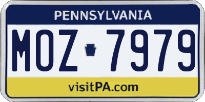 PA license plate MOZ7979