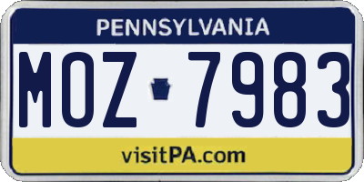 PA license plate MOZ7983