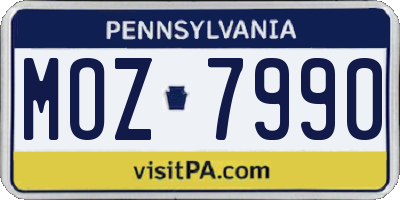 PA license plate MOZ7990