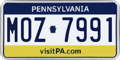 PA license plate MOZ7991