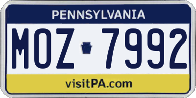 PA license plate MOZ7992