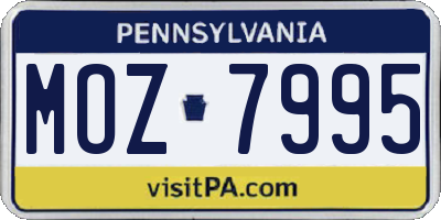 PA license plate MOZ7995