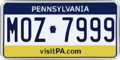 PA license plate MOZ7999